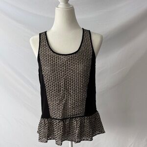LOFT Black and white Patterned Tank Top
